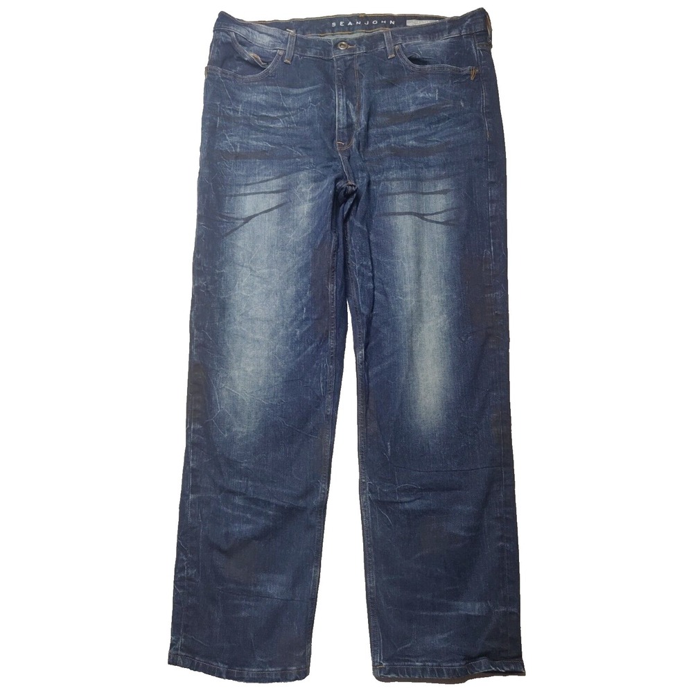 SEAN JOHN HAMILTON CLASSIC RELAXED STRETCH Men‎ 38X32 Designer Denim Blue Jeans
